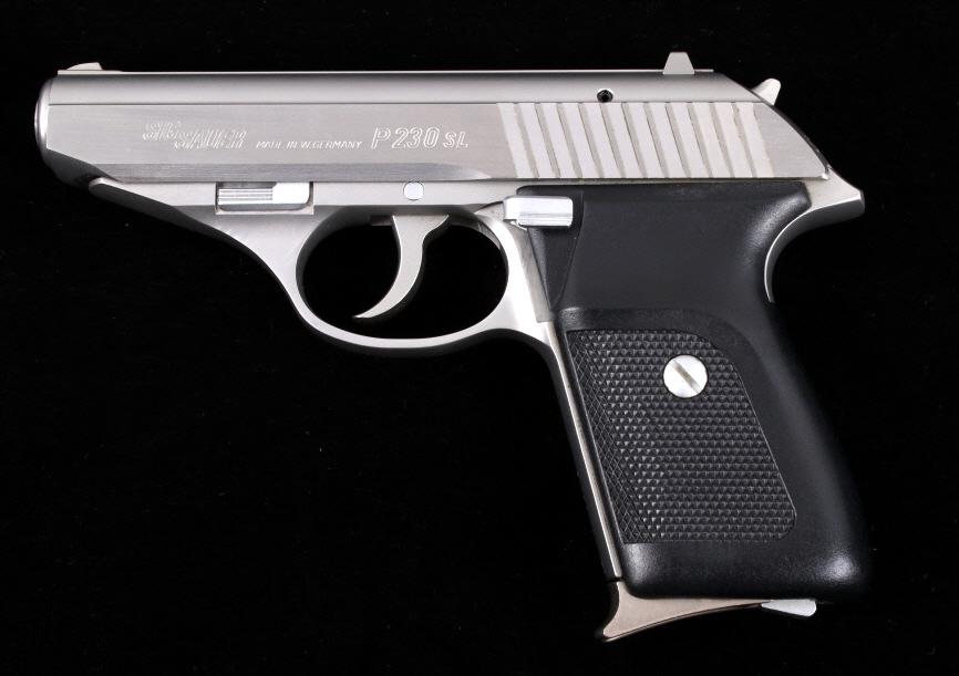 Sig Sauer Model P230 SL .380 Pistol with Box: Included in this lot is a Sig Sauer P230 SL .380 Auto pistol. This SIG Sauer P230 is a small, semi-automatic handgun chambered in .380 Auto. It was designed by SIG Sauer of Eckernförde, Germany and w