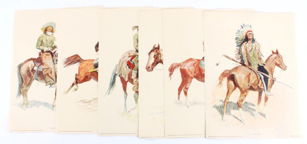 Collection of Frederic Remington Portfolio: featured in this lot we have a collection of ten Frederic Remington color portraits. The collection consists of six colored portraits of western figures. The folio contains portraits titled; A Breed, 