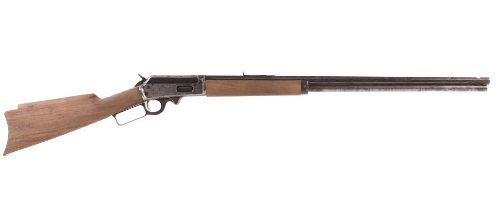 Marlin Model 1893 Lever-Action .30-30 Rifle c.1895: Available in this lot is an early Marlin Model 1893 Lever-Action rifle, chambered in .30-30. The rifle utilizes a 26" full octagon barrel, crescent butt, rear buckhorn rear sight, new walnut fixtures,
