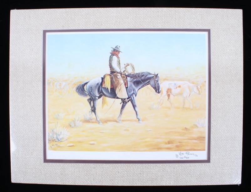 William Rains 1976 Matted Set #60 Print: Included in this lot is a 1976 matted Bill Rains set #60 print. William Rains is a Montana artist located in Billings and is known for his wildlife and Native American art. Along with being a talented