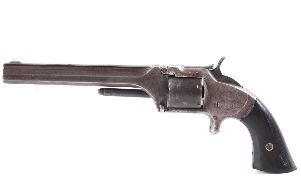Smith & Wesson No. 2 Old Army .32 Revolver: For your consideration is a Smith & Wesson No. 2 Old Army Civil War era Revolver chambered in .32 rim fire. Smith & Wesson purchased the rights to the Rollin White patent for the bored through cylinde