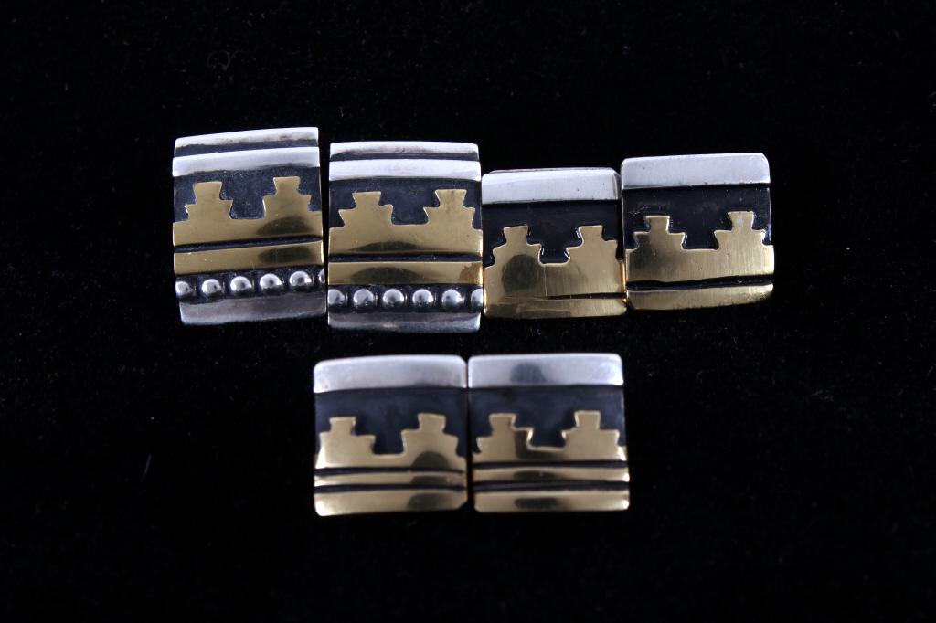 Navajo Tommy Singer Sterling & 14K Gold Earrings: For your consideration is this Navajo artist Tommy Singer sterling silver & 14k gold earrings. Singer is thought to be one of the most important and greatest contemporary silversmith Indian artist and