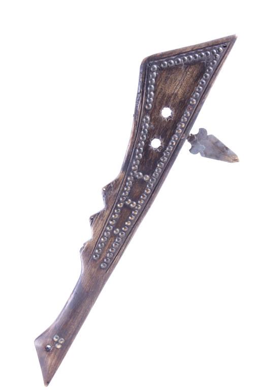 Sioux Gunstock from Battle of the Little Bighorn: The lot features a gunstock spontoon war club with paperwork from The Guns of History, Inc. Wendell Grangaard attributing the piece as being owned by White Buffalo and used at the Battle of the Little