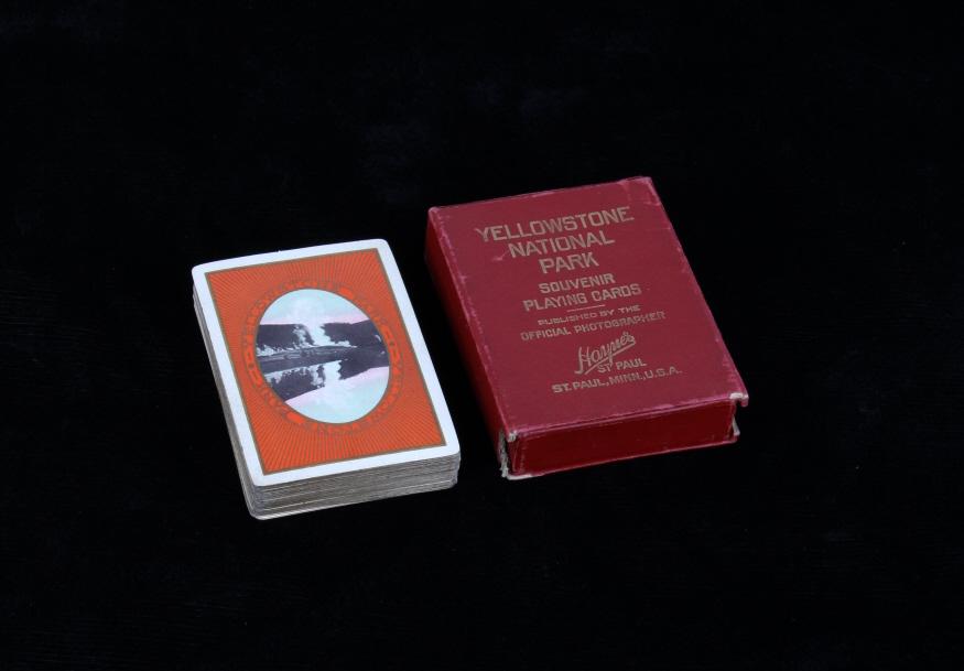 Haynes Yellowstone National Park Playing Cards: This is a complete deck of playing Haynes souvenir playing cards from Yellowstone National Park in the early 1900's. Each of the cards features a different photo from Yellowstone, published by the off