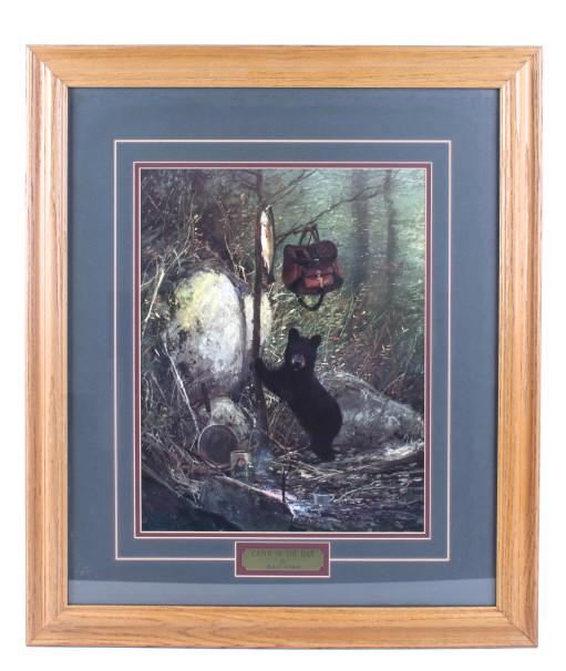 "Catch of the Day" Michael Coleman Framed Print: Featured in this lot we have a framed print by Michael Coleman titled "Catch of the Day". Michael Colman (1946- ) is an American artist known for his wildlife paintings and sculptures. The print depic