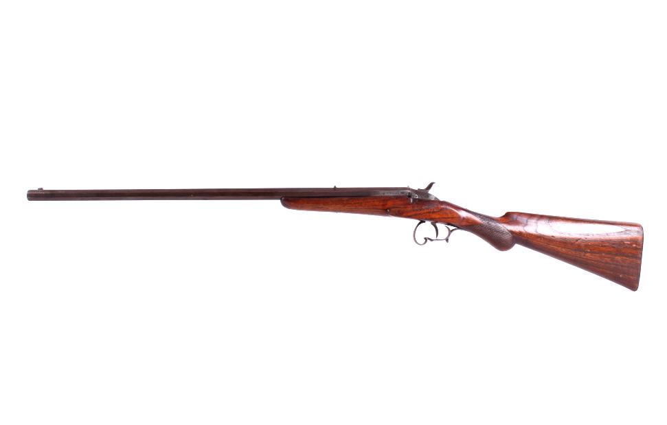 Belgian Single Shot .22 Caliber Octagonal Rifle: Included in this lot is a Belgian single shot .22 caliber octagonal rifle. This firearm utilizes a 22 ½” octagonal barrel chambered in .22 caliber with a blade front sight. The left of the barrel s