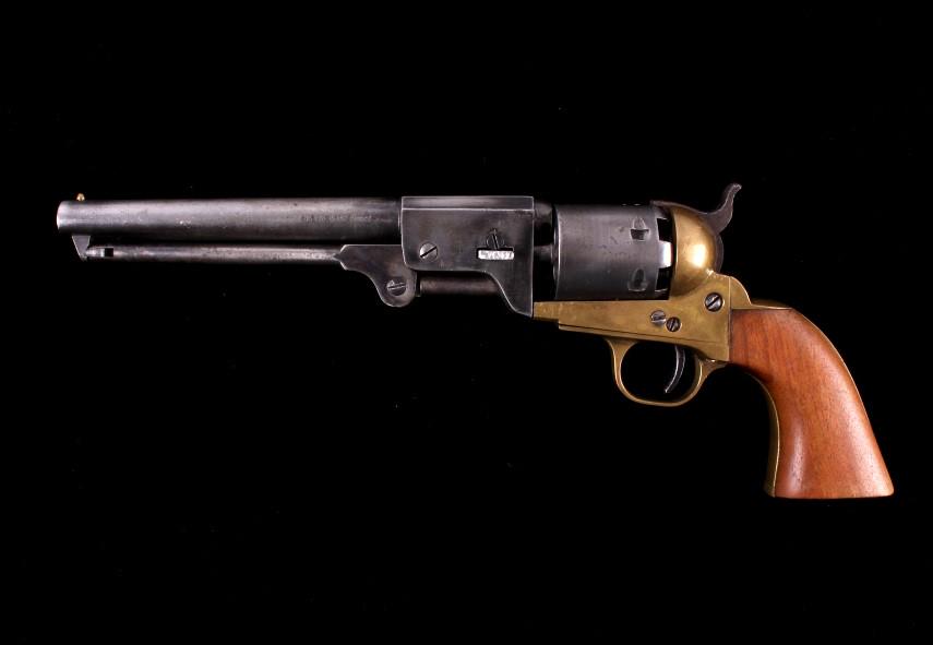 Colt Navy 1851 Model Euroarms .36 Caliber Revolver: For your bidding pleasure is a Colt Navy Model Euroarms .36 caliber revolver. This revolver utilizes a 7” octagonal barrel with a nickel finish. The six shot cylinder, hammer, and trigger all show a