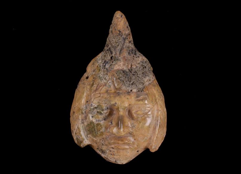 Olmec Pre-Columbian Jadeite Stone Mask: Included in this lot is an excellent carved Jade or Jadeite mask believed to be from the Olmec People. The piece was made by a highly skilled artisan and shows a very smooth detail carved area and won