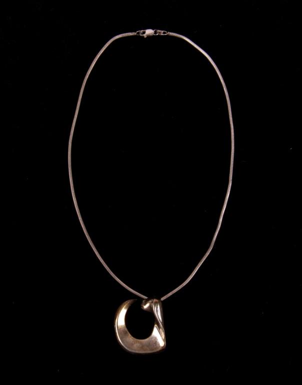 Signed Bruce LaFountain Sterling Silver Necklace: Included in this lot is a rare, original, signed Bruce LaFountain sterling silver necklace. Bruce LaFountain (1961- Present) was raised on the Turtle Mountain Indian Reservation in Northern North Dako