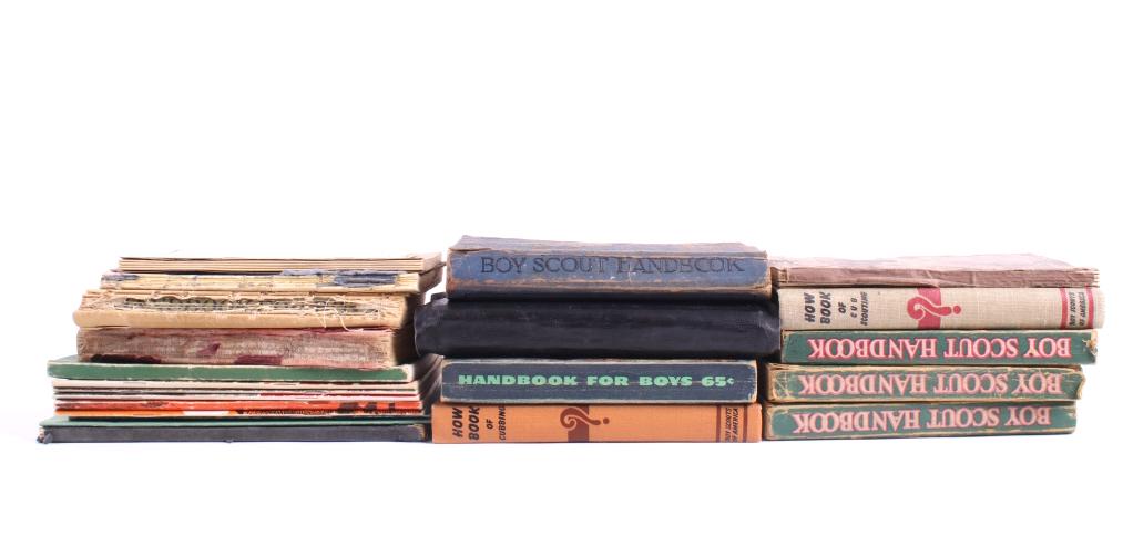 Collection of Boy Scout & Cub Scout Handbooks: Included in this lot is a collection of 22 Cub Scout and Boy Scout handbooks. Some of the books included are "How Book of Cub Scouting", "Handbook for Boys", "Songs Scouts Sing", "The Boy's Cub Book",