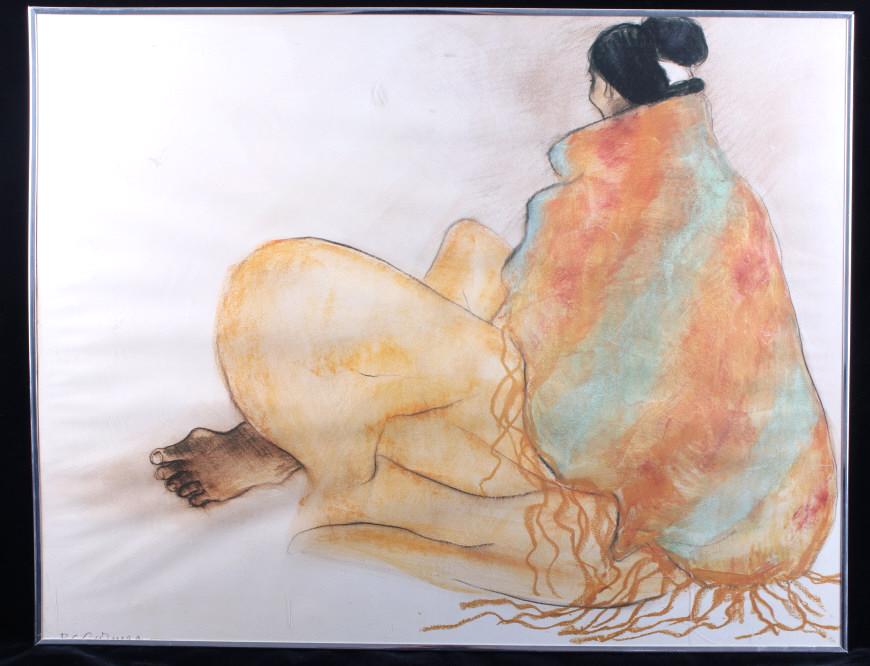 R. C. Gorman Navajo Woman Framed Print: Featured in this lot is a R. C. Gorman, framed Navajo Woman print. Rupolph Carl Gorman (1931- 2005) was a Native American artist and sculptor known for his depictions of Native American women. His cha