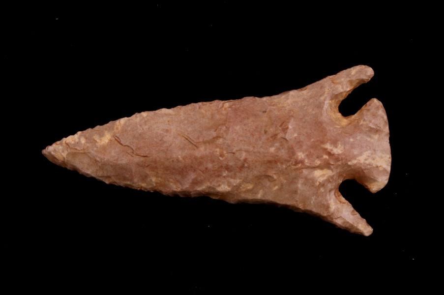 Lost Lake Deep Notch Point 9,500 - 8,500 B.P.: For your consideration is this Lost Lake deep notch point aged from 9,500 - 8,500 B.P. and from the Early Archaic Period. This is a medium, triangular corner notched point. The cross section is an ell