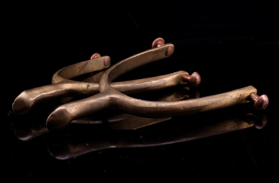 Early US Cavalry August Buermann Spurs: Featured in this lot is this early US August Buermann spurs. The spurs are marked "U.S. A.B." and were made by August Buermann. August Buermann was born in Sattenhausen, Germany on August 4, 1842. He