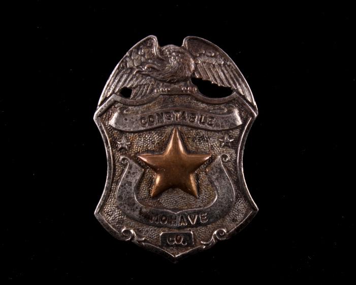 Mohave Arizona Constable Badge c. Early 1900's: For your consideration is this Mohave Arizona Constable badge, c. early 1900's. This badge shows brass construction with a star shown in the center and an eagle shown at the top of the shield. The bad