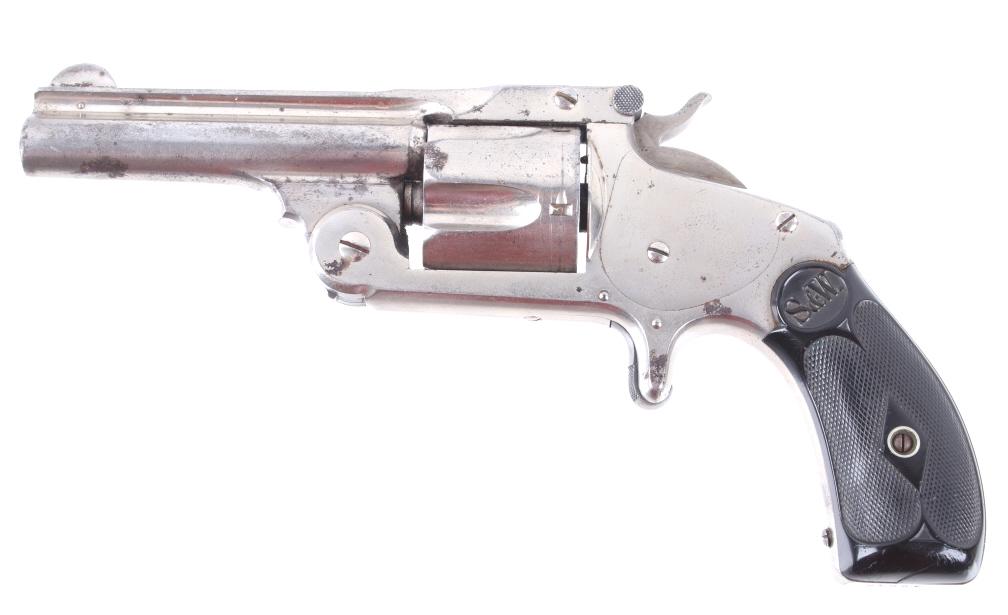 Smith & Wesson .38 Single Action 2nd Model Pistol: Superb very early production Smith & Wesson .38 Single Action Second Model revolver with Smith & Wesson factory archival historical letter. Quoting this letter signed by Roy Jinks, S&W historian: “.