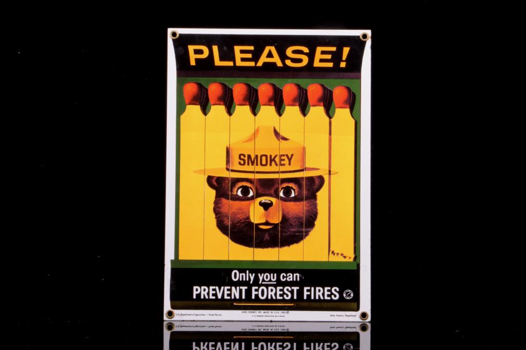Smokey Bear U.S. Forest Service Porcelain Sign (1 of 9)