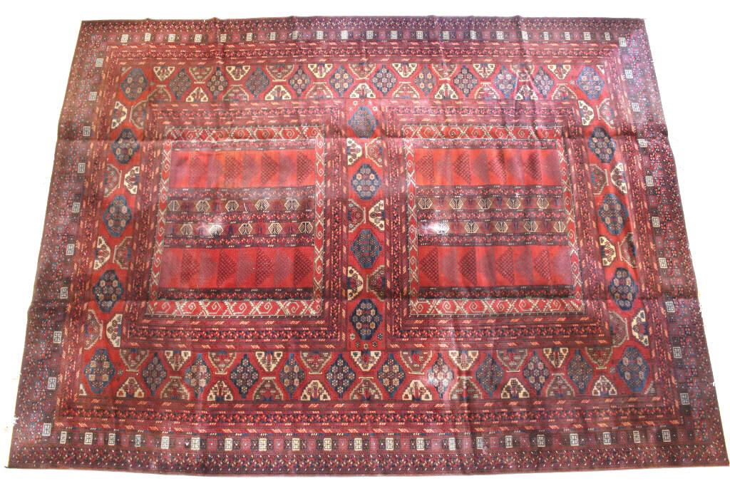 Turkeman Persian Hand Knotted Area Wool Rug 1900's (1 of 17)