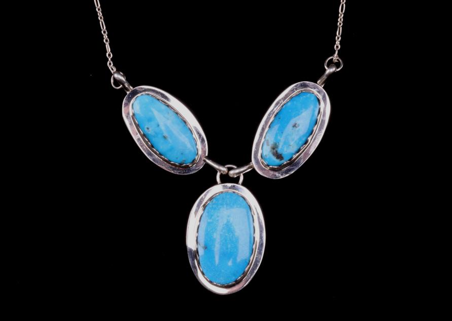Navajo B. Begay Tsosie Silver Turquoise Necklace (1 of 15)