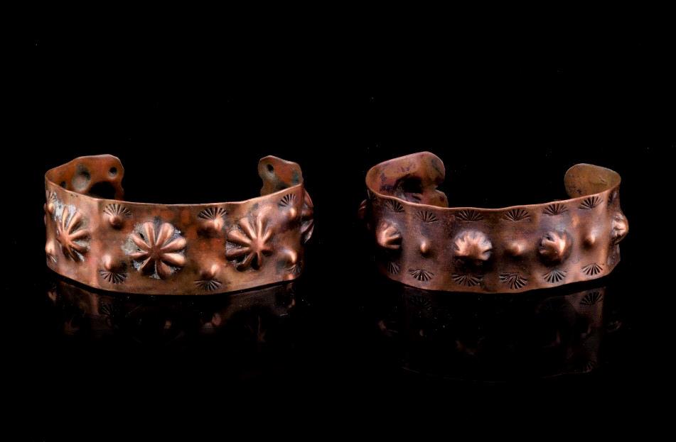 Navajo Fred Harvey Era Pressed Copper Bracelets (1 of 11)