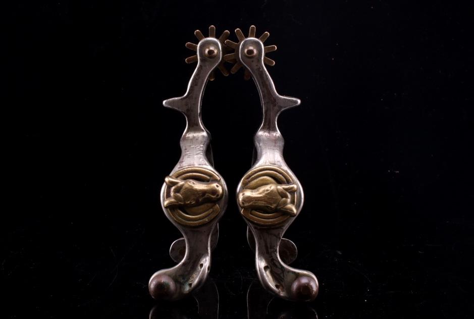 August Buermann Nickel Plated Horse Head Spur Pair (1 of 16)