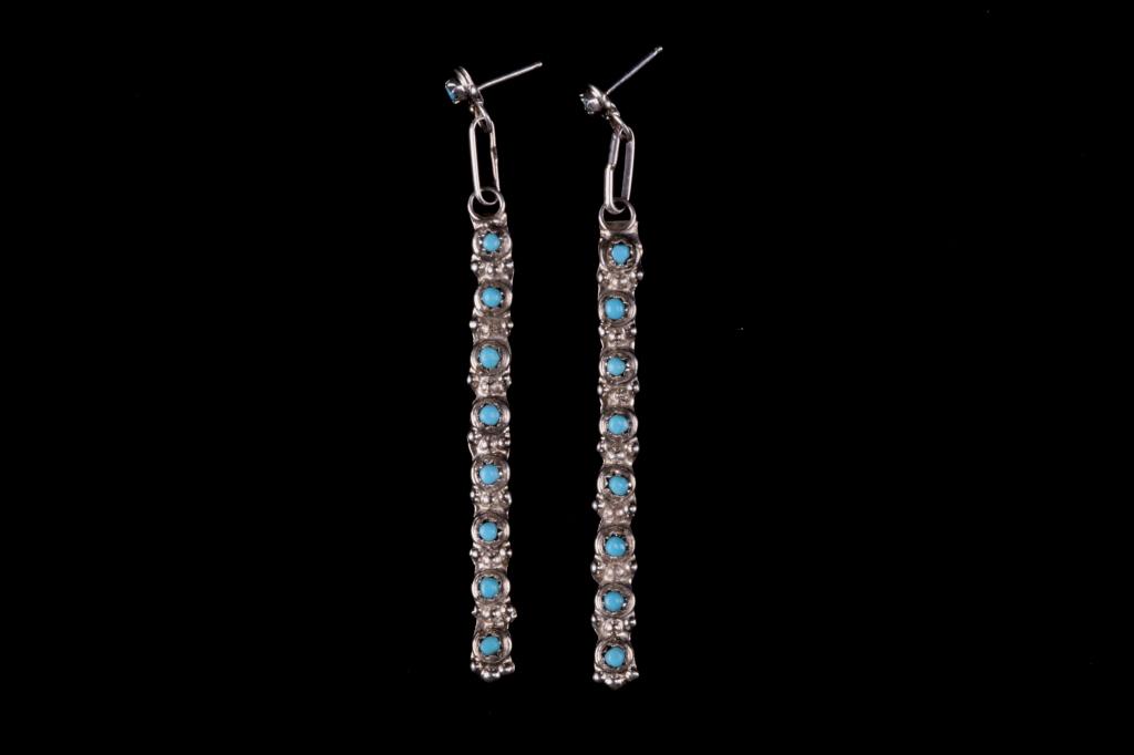 Navajo Sterling Silver & Turquoise Earrings (1 of 9)
