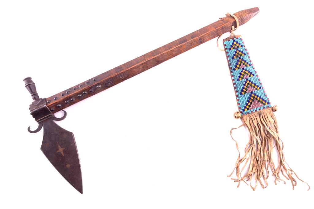 Blackfoot Spontoon Pipe Tomahawk Beaded Drop 1880 (1 of 19)