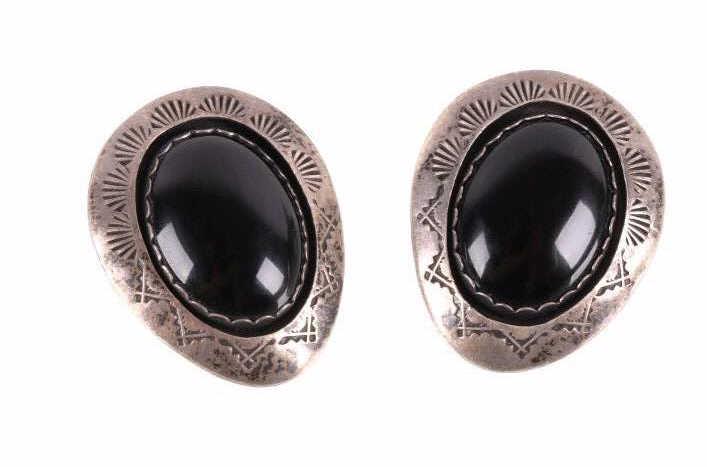 Navajo Teddy Goodluck Old Pawn Silver Earrings (1 of 7)