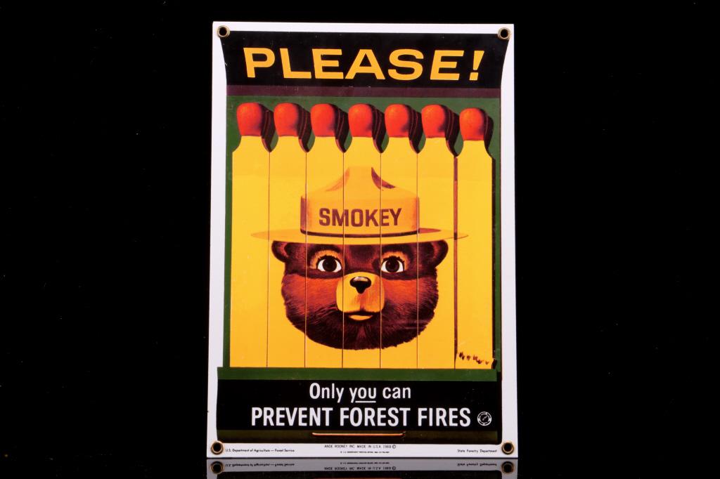 Smokey Bear U.S. Forest Service Porcelain Sign (1 of 11)