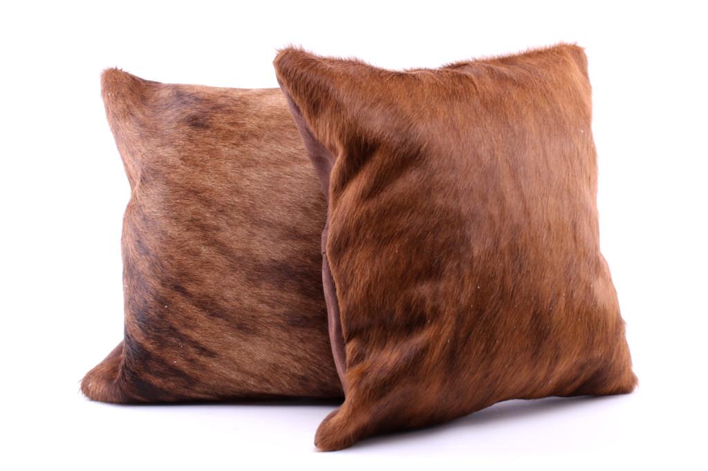 Brindle Brown & Black Cowhide Premium Two Pillows (1 of 7)