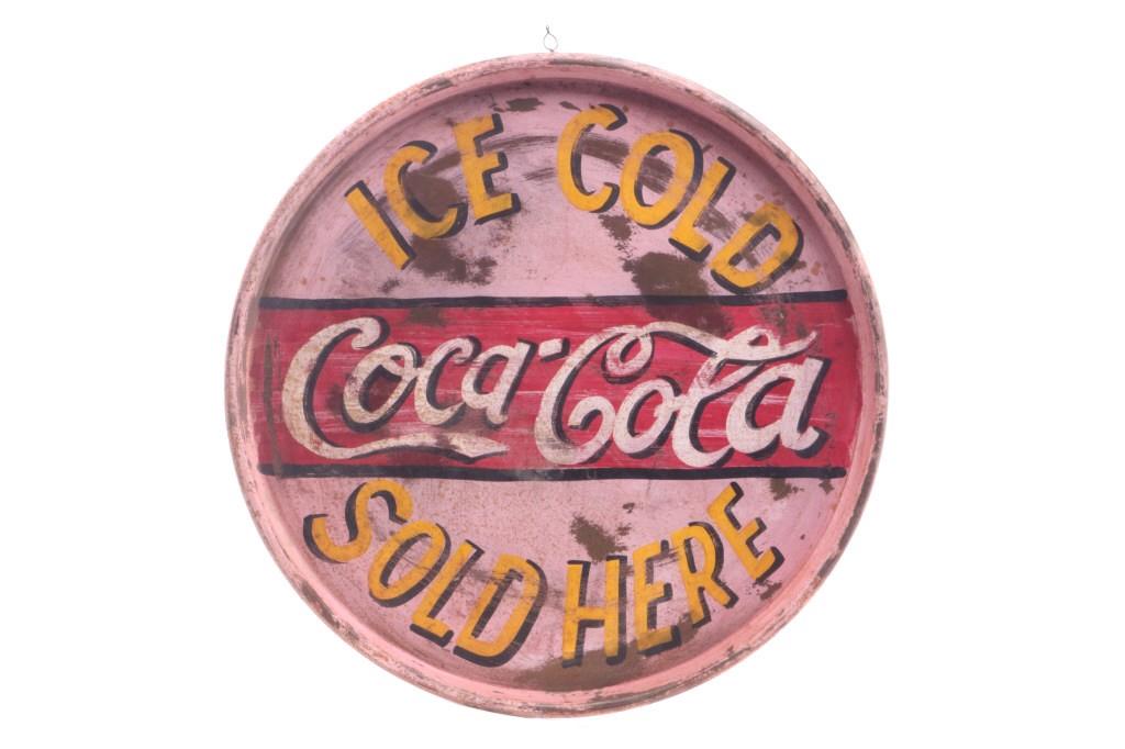 Coca Cola Hand Painted 50 Gallon Top Sign (1 of 11)