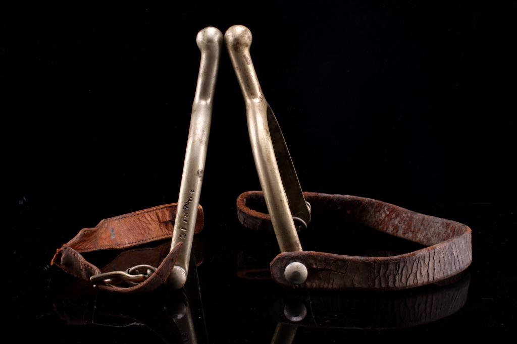 Early US Cavalry August Buermann Spurs c. 1875: For your consideration is this early US, August Buermann spurs, c. 1875. The spurs are marked "U.S. W.L." and are attributed to August Buermann. August Buermann was born in Sattenhausen, Germany on Au