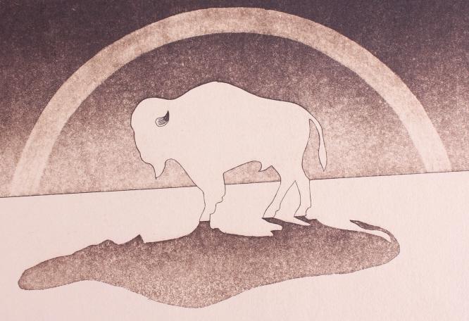 1981 Eternal Buffalo by Gary Yazzie Etching (1 of 12)