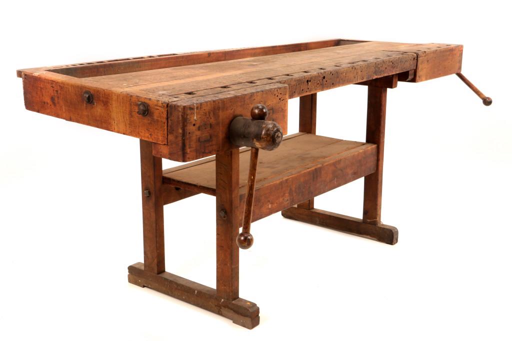 19th Century Wood Carpenter’s Workbench w/ Vise (1 of 20)