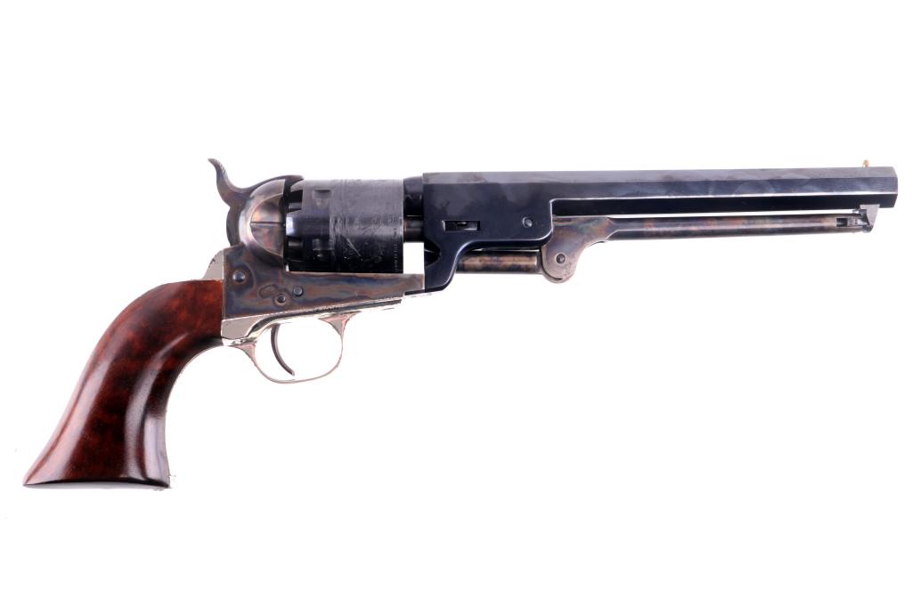 Colt 1851 Percussion Cap Etched Navy Revolver: Featured in this lot is a Colt Model 1851 percussion cap Navy revolver chambered in .36 cal. This fine example of Colt’s most famous and popular model percussion revolver shows no signs of over-clea