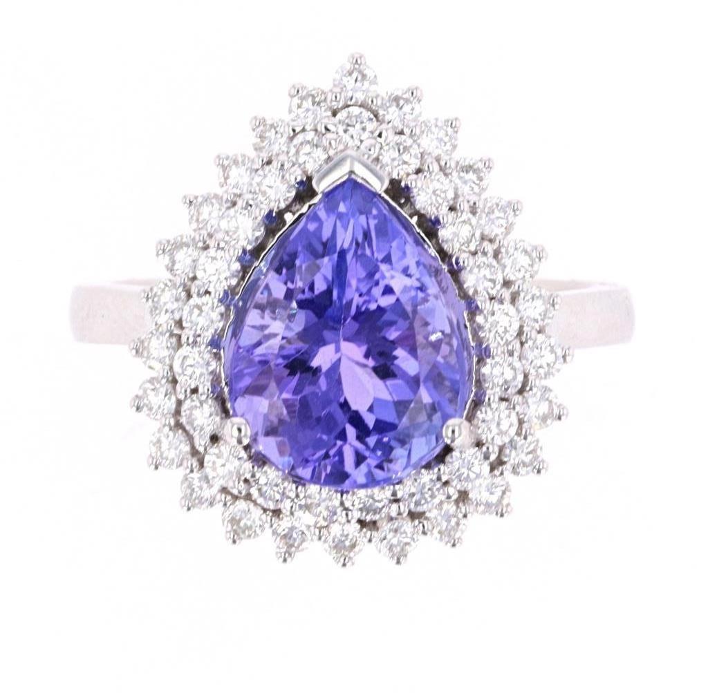 Double Halo Tanzanite & Diamond 14k Gold Ring (1 of 9)