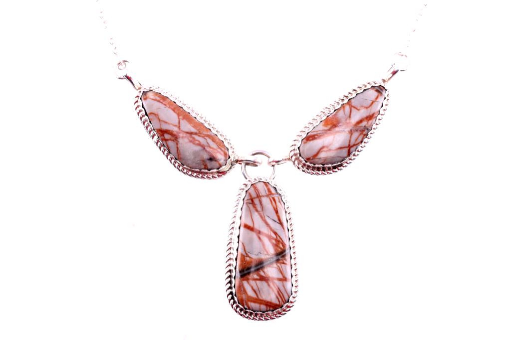 Navajo Herbert Tsosie Silver Moss Agate Necklace (1 of 8)