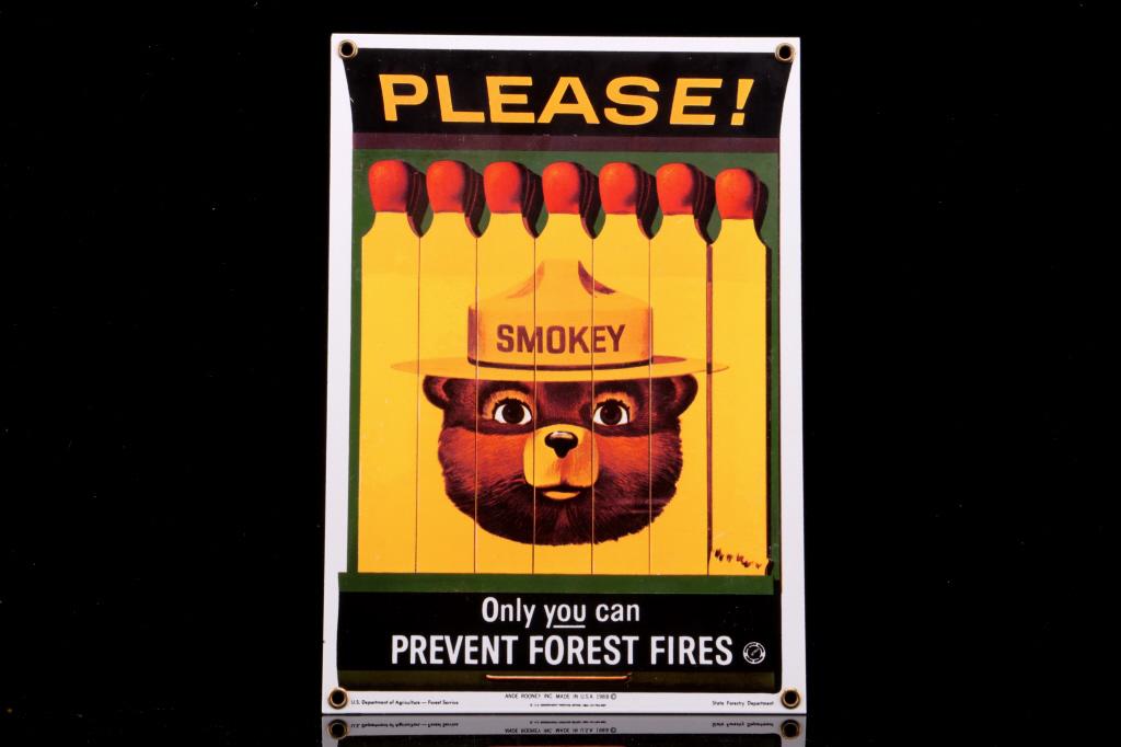 Smokey Bear U.S. Forest Service Porcelain Sign (1 of 9)