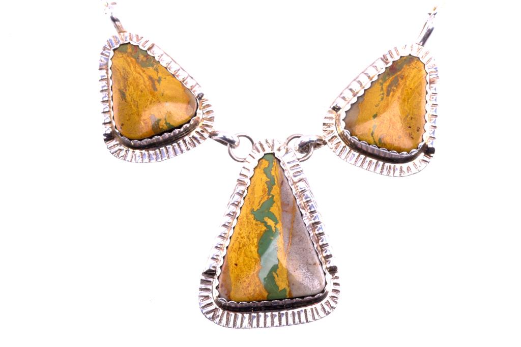 Navajo Herbert Tsosie Silver Ocean Jasper Necklace (1 of 9)