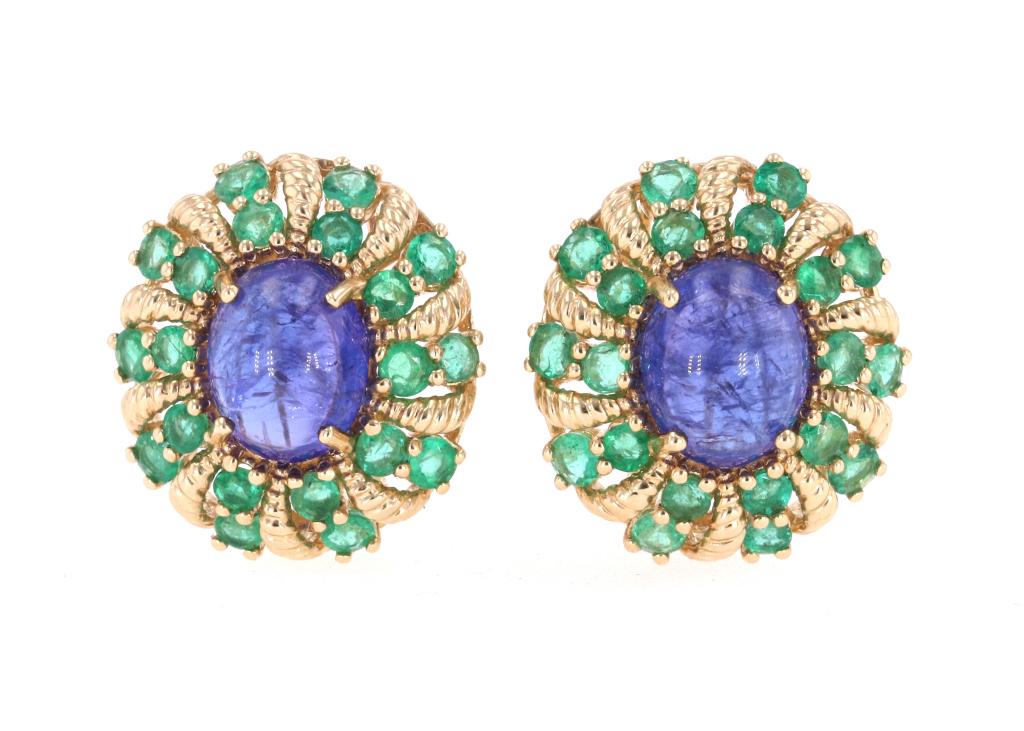 Vintage Tanzanite Emerald & 14k Gold Earrings (1 of 8)