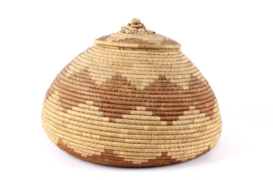 African Ivory Coast Hand Woven Papyrus Basket (1 of 8)