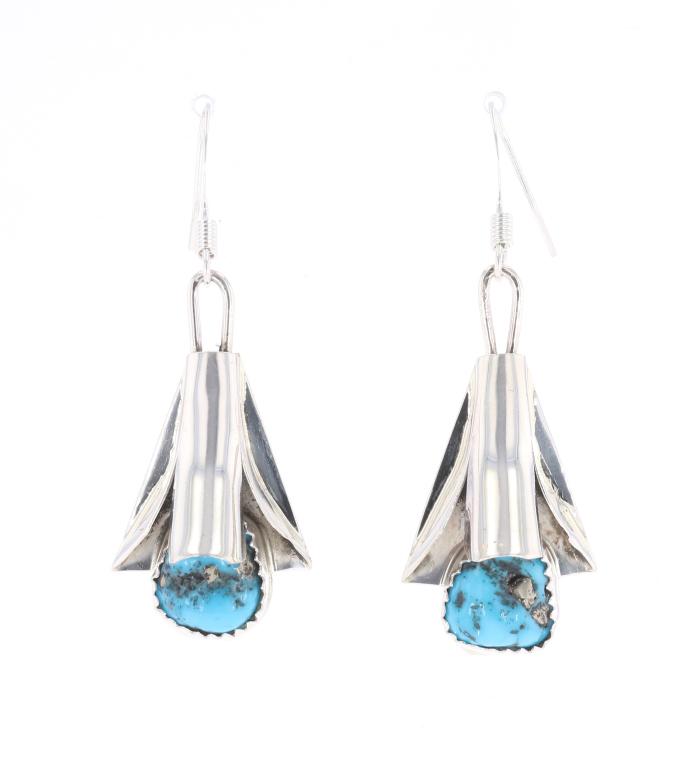 Navajo L. Yazzie Sterling Silver Squash Earrings
