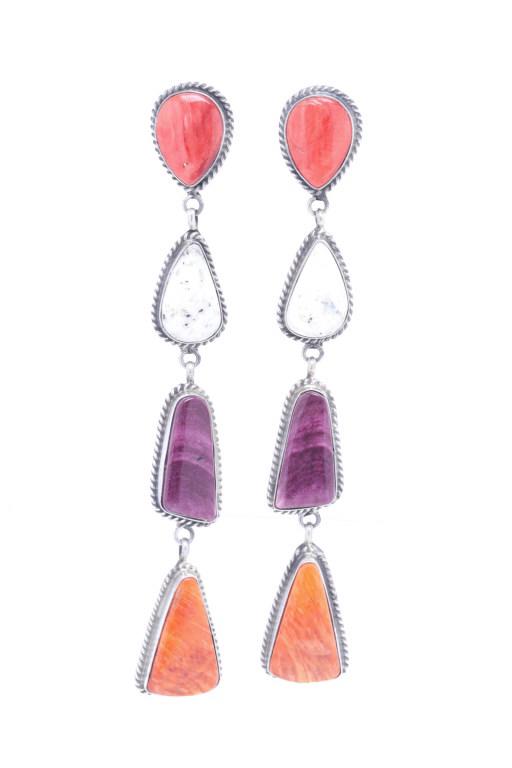 Navajo Elouise Kee Silver & Multi-stone Earrings (1 of 13)