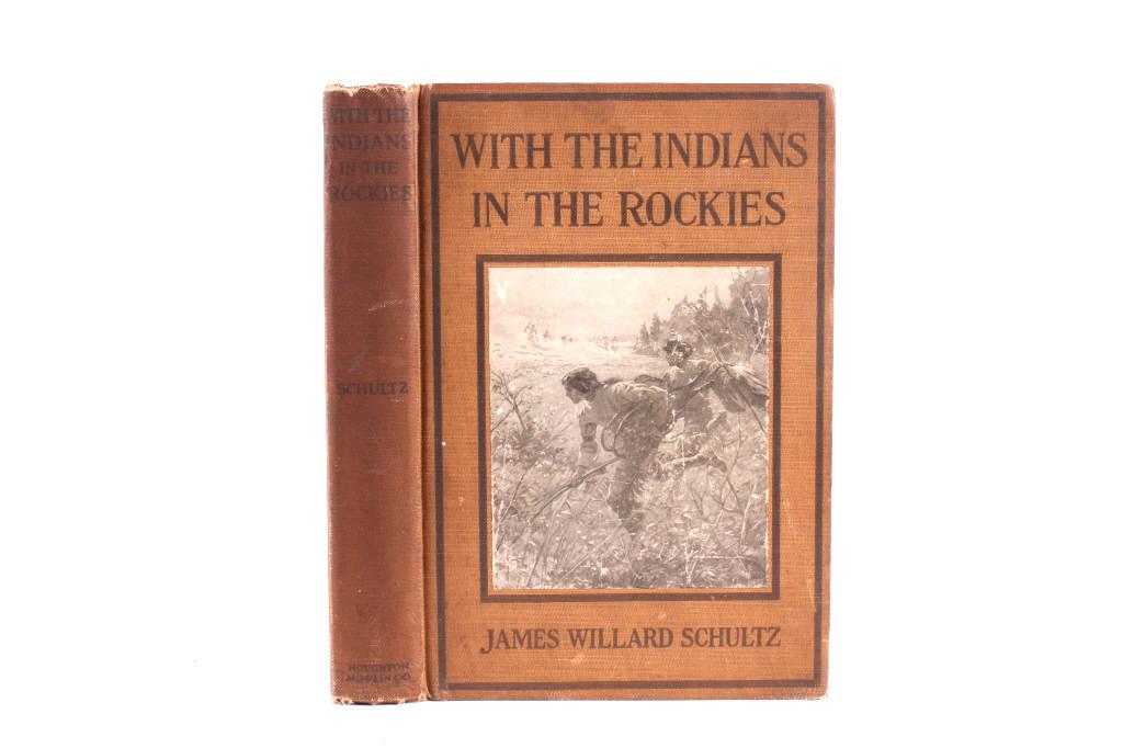 1912 1st ed. With the Indians in the Rockies: For your consideration is this 1912 first edition of "With the Indians in the Rockies” by James Willard Schultz. The book has a brown cloth covering with black gilt lettering and shows illustrations