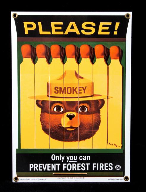 Smokey Bear U.S. Forest Service Porcelain Sign (1 of 9)