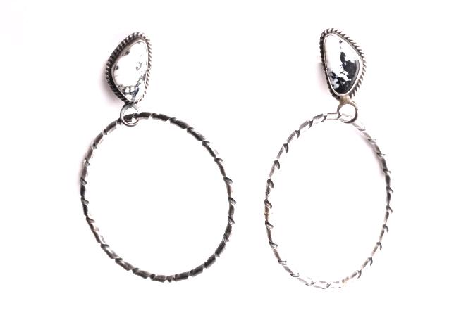 Navajo E. Kee White Buffalo Turquoise Earrings (1 of 7)