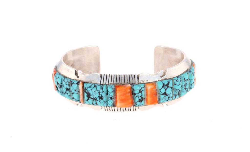 Navajo S. Francisco Silver Turquoise Bracelet (1 of 9)