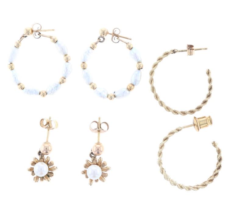 Vintage Gold & Pearl Pierced Earring Collection (1 of 4)