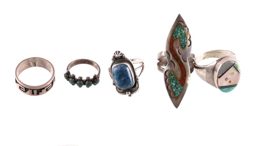 Navajo Sterling Silver & Turquoise & Lapis Rings (1 of 10)