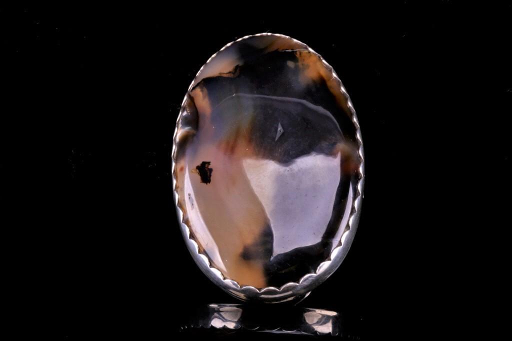 Navajo Billy Slim Sterling Silver & Agate Ring (1 of 9)