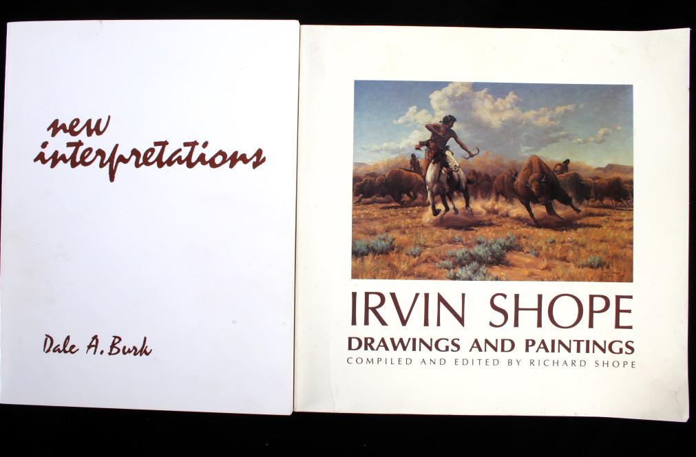 Irvin Shope Drawings/ Paintings & Dale Bush Books: Featured in this lot is this pair of art and artist books called “Irvin Shope Drawings and Paintings”, compiled and edited by Richard Shope, and “New Interpretations” by Dale A